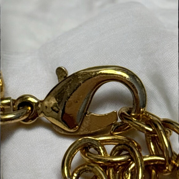 Talbots Gold Tone Pink Crackle Necklace 19” + 3” - Picture 6 of 8